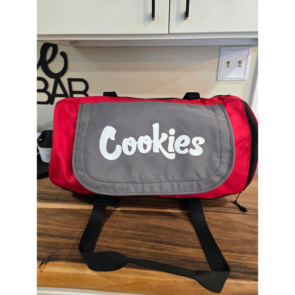 Cookies SF Red Grey Canvas Duffel Bag Weekend Travel Gym Bag with Strap